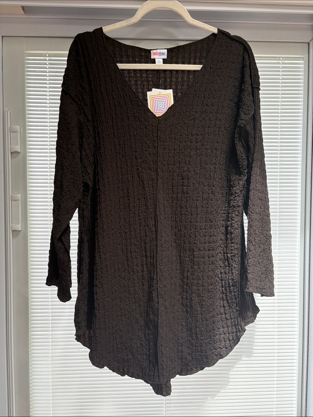 LuLaRoe dark brown Textured V-Neck Tunic